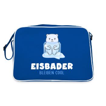 winterschwimmen eisbad winterbader kälteresistent - Retro Tasche - Blau/Weiß - Hinten