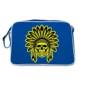Crâne de chef indien apache - Sac Retro - bleu/blanc - Dos
