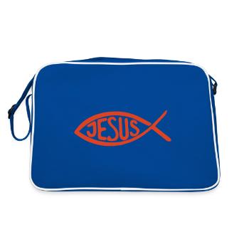 Jésus-Christ de Nazareth Foi Bible Jésus - Sac Retro - bleu/blanc - Dos