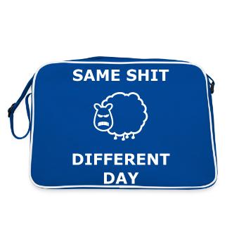 Same Shit Different Day Selbe Scheiße an. Tag weiß - Retro Tasche - Blau/Weiß - Hinten