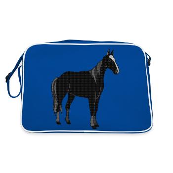 Pferd - Retro Tasche - Blau/Weiß - Hinten