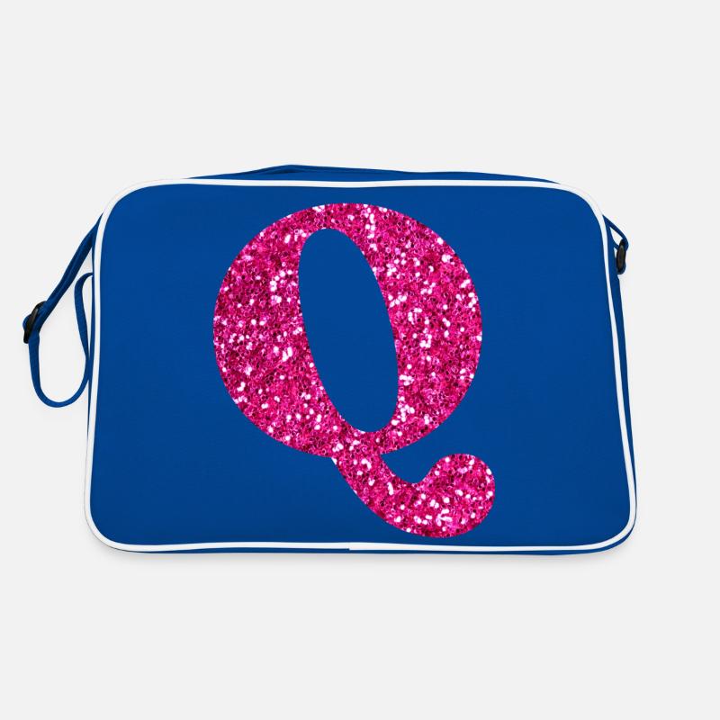 Buchstabe q rosa Glitzer Retro Tasche