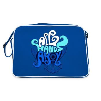 All Hands Ahoy ! Ahoy all on deck sailing aboard - Retro Bag - blue/white - Back