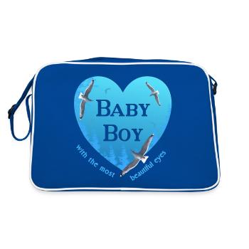 baby boy - Retro Tasche - Blau/Weiß - Hinten