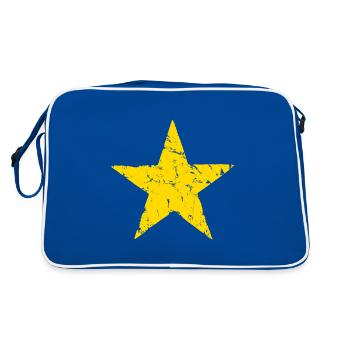 Glücksstern - lucky star - shabby chic - Retro Tasche - Blau/Weiß - Hinten