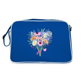 Bouquet avec cœur, personnalisable. - Sac Retro - bleu/blanc - Dos
