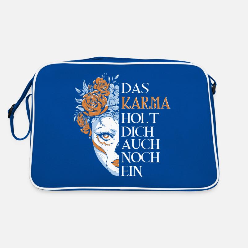 Das Karma holt dich auch noch ein - Retro Tasche - Blau/Weiß