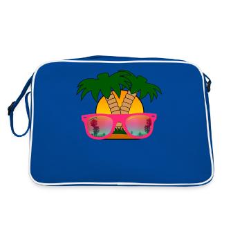 Sommerzeit! Sonnenbrillen & Palmen - Retro Tasche - Blau/Weiß - Hinten