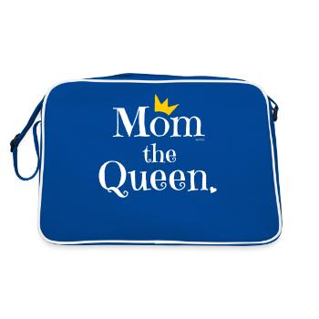 Mom the Queen T-shirt, Gift for Mom on Mother's Day - Retro Bag - blue/white - Back