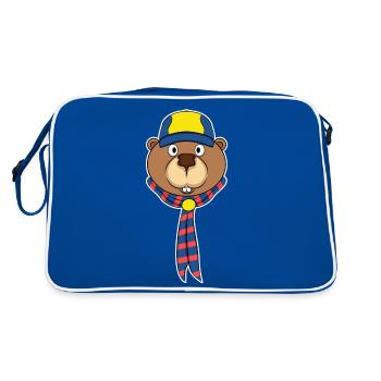 Biber als Pfadfinder - Retro Tasche - Blau/Weiß - Hinten