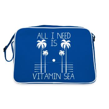 Alles, was ich brauche, ist Meeres-Vitamin. - Retro Tasche - Blau/Weiß - Hinten