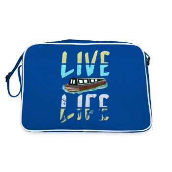 Narrowboat Illustration Live Life à 4 mph - Sac Retro - bleu/blanc - Dos