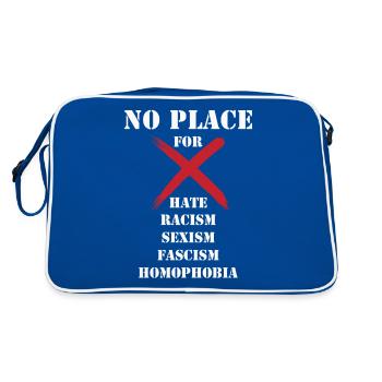 No place for racism - Retro Bag - blue/white - Back
