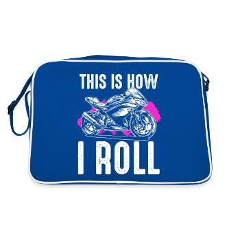 This is how i Roll - Retro Tasche - Blau/Weiß - Hinten