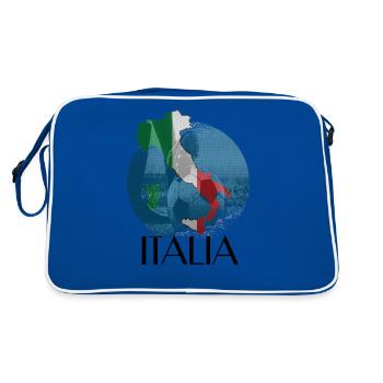 Italia , Italien ,Football, Fußball Fan Flagge - Retro Tasche - Blau/Weiß - Hinten
