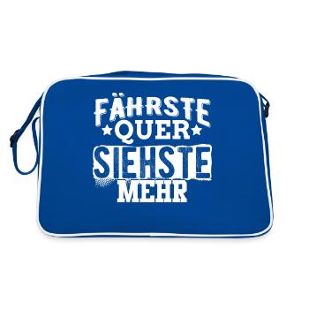 Fährste Quer siehste mehr - Retro Tasche - Blau/Weiß - Hinten