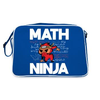 Funny Math Ninja For Mathematics Teacher Student - Retro Bag - blue/white - Back
