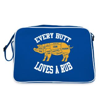 Every Butt Loves A Rub Funny BBQ Butt Rub - Retro Bag - blue/white - Back