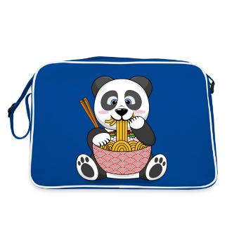 Ramen noodles eating kawaii panda anime - Retro Bag - blue/white - Back