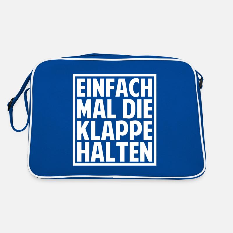 Einfach mal die Klappe halten - Retro Tasche - Blau/Weiß