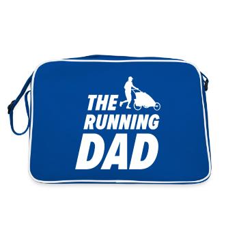 Running Dad Papa Jogging with Stroller Gift - Retro Bag - blue/white - Back