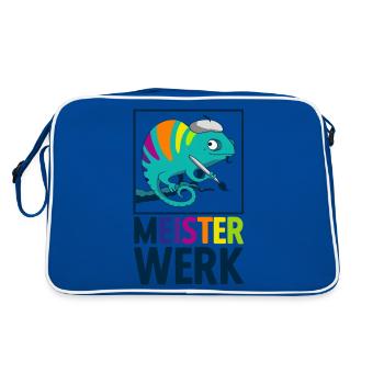 Maler Malerei Meisterwerk Kunstwerk Chamäleon - Retro Tasche - Blau/Weiß - Hinten