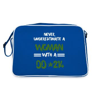 Frau mit DD-214 Female Veterans Day Cute Retro - Retro Tasche - Blau/Weiß - Hinten