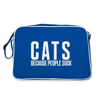 Cats Because People Suck - Retro Bag - blue/white - Back