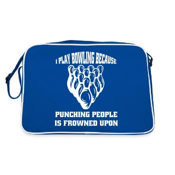 Bowling Bowler Bowler Bowling Cadeau Bowling Bowling Boule - Sac Retro - bleu/blanc - Dos