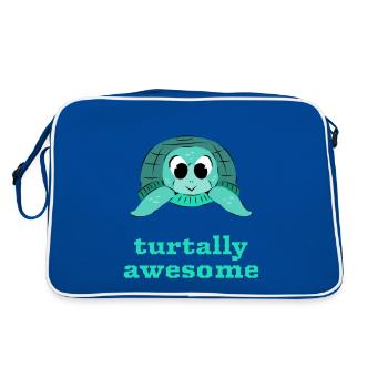 Turtally Awesome. Cute Turtle - Retro Bag - blue/white - Back