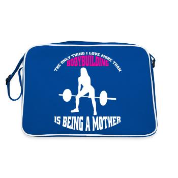 Fitness Mama Bodybuilderin Mutter Muskel Training - Retro Tasche - Blau/Weiß - Hinten