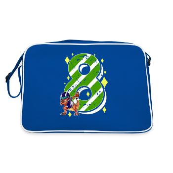 8 Jahre alt Dino American Football 8. B-Day Dab - Retro Tasche - Blau/Weiß - Hinten