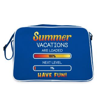 Ferien Urlaub Schulfrei Schulferien Sommerferien - Retro Tasche - Blau/Weiß - Hinten