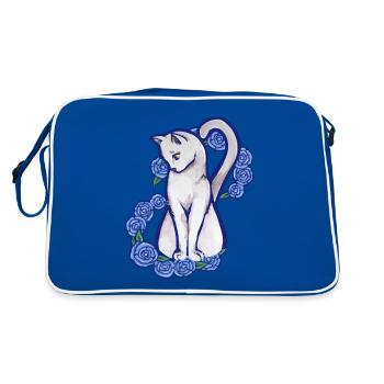 White Cat - Retro Bag - blue/white - Back