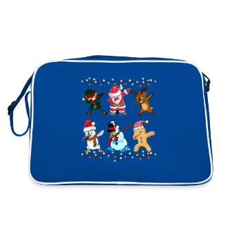 Lustige süße Dabbing Santa Elf Freunde Weihnachten Mem - Retro Tasche - Blau/Weiß - Hinten