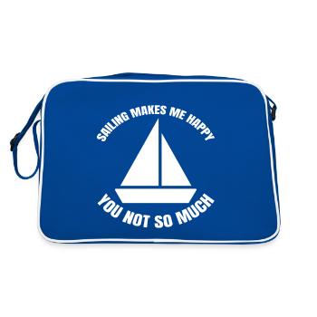 Segeln Schiff Segel Boot Segelsport Kapitän Segler - Retro Tasche - Blau/Weiß - Hinten