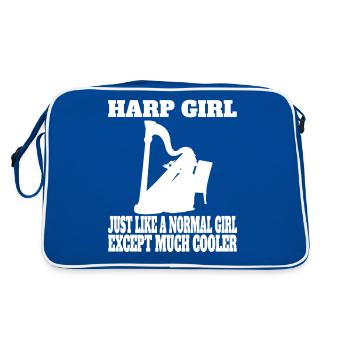 Harp Player Girls Harp Teacher Women's Harp - Retro Bag - blue/white - Back