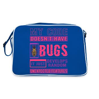 Developer My Code Has No Bugs Funny Coding - Retro Bag - blue/white - Back