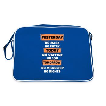 Trendy gestern Keine Maske Kein Eintritt Heute Kein Impfstoff - Retro Tasche - Blau/Weiß - Hinten