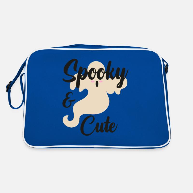 Fantôme effrayant et mignon Halloween - Sac Retro - bleu/blanc