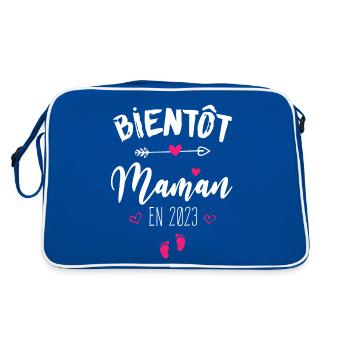 Bientôt Maman En 2023 - Sac Retro - bleu/blanc - Dos