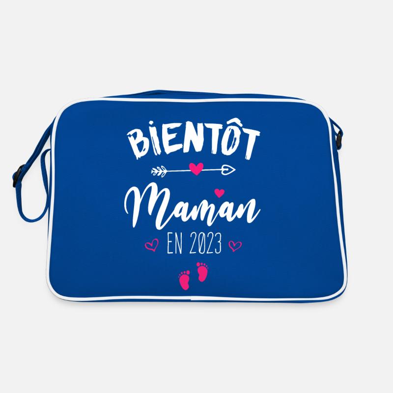 Bientôt Maman En 2023 - Sac Retro - bleu/blanc