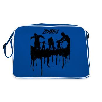 Silhouette d’apocalypse zombie en détresse - Sac Retro - bleu/blanc - Dos
