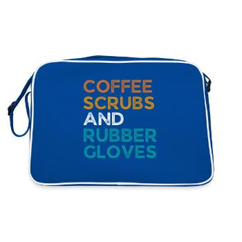 Café mignon, gommages et gants en caoutchouc - Fun - Sac Retro - bleu/blanc - Dos