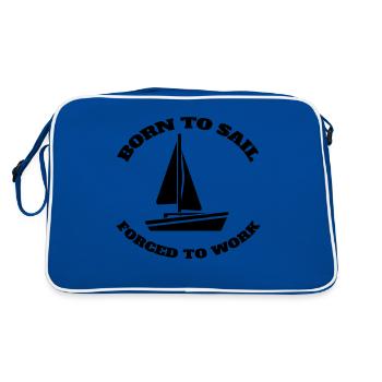 Segeln Segler Schiff Kapitän Segel Boot Segelsport - Retro Tasche - Blau/Weiß - Hinten