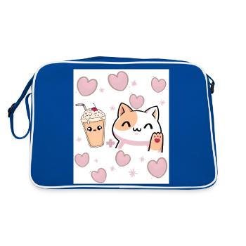 Frappe Cat Love Design - Retro Bag - blue/white - Back