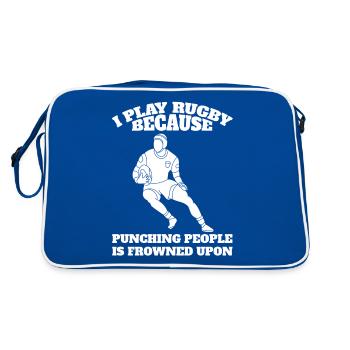 Rugby Coach Rugby Team Rugby Player Gift - Retro Bag - blue/white - Back