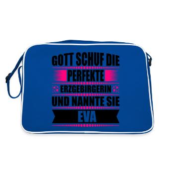 Erzgebirge Frau Namen Sachsen Eva - Retro Tasche - Blau/Weiß - Hinten