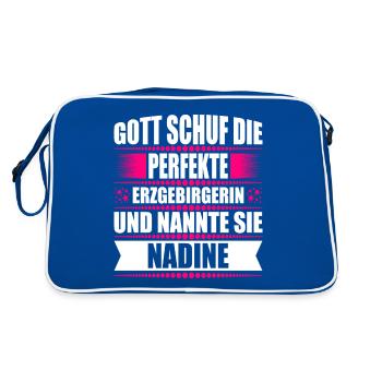 Erzgebirge Frau Namen Sachsen Nadine - Retro Tasche - Blau/Weiß - Hinten