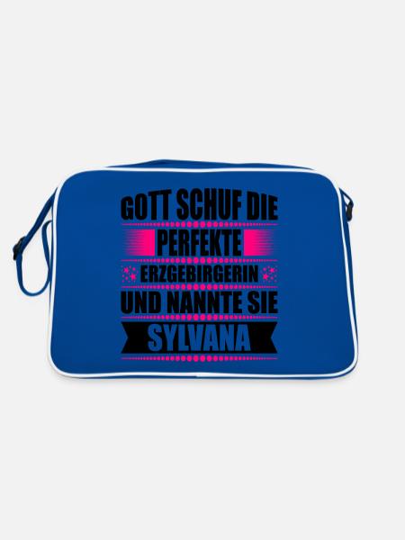 Erzgebirge Frau Namen Sachsen Sylvana - Retro Tasche - Blau/Weiß